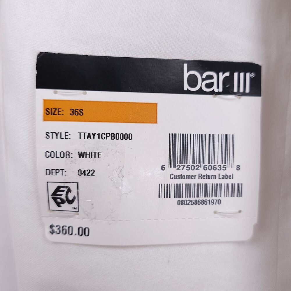 Bar III Mens Slim Fit Sport Coat Blazer 36S White Solid Linen Cotton Blend NWT - Picture 13 of 16